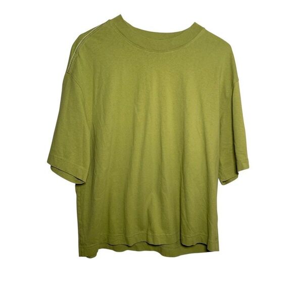 Everlane T-Shirt Women's Small Green Crew Neck Boxy Short Sleeve Solid - Picture 1 of 13